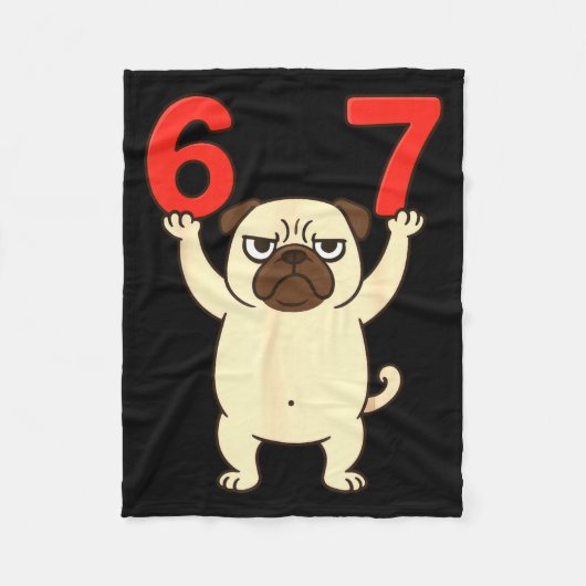 Hond Pugs Grappig 67 Meme Zes Zeven  Fleece Deken (Voorkant)