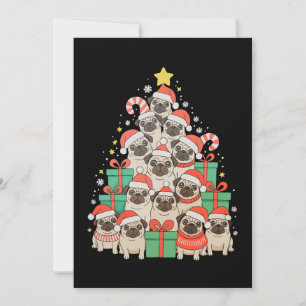 Hond Pugs Kerstboom Kerstmis Vader Moeder Familie Feestdagenkaart