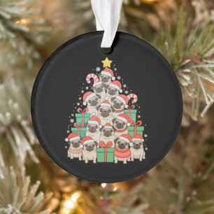 Hond Pugs Kerstboom Kerstmis Vader Moeder Familie Ornament
