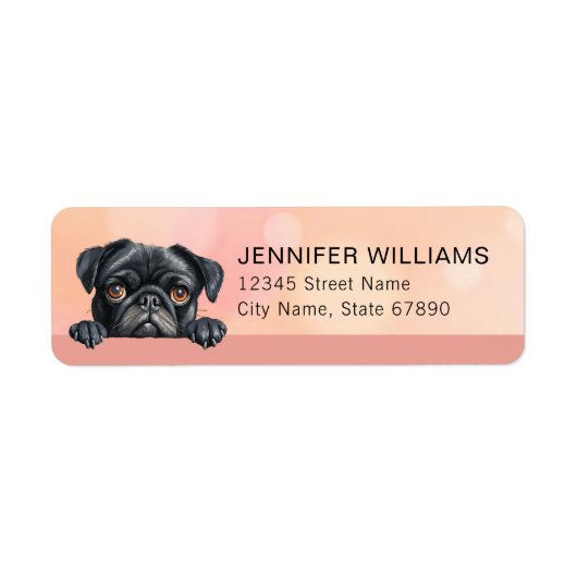 Hond Pugs Retouradreslabels Etiket (Voorkant)