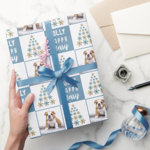 Hond Puppies Huisdier Sneeuwvlokje Kerstboom Foto Cadeaupapier
