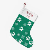 Hond Puppy Custom Huisdier Kerstmis Modern Rood & Kleine Kerstsok (Voorkant (Hangend))