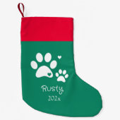 Hond Puppy Custom Huisdier Kerstmis Modern Rood &  Kleine Kerstsok (Voorkant)
