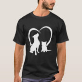 Hond Puppy en Baby Kat Hart Schattige Hond en Funn T-shirt (Voorkant)