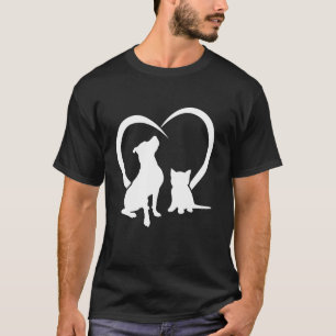 Hond Puppy en Baby Kat Hart Schattige Hond en Funn T-shirt