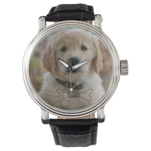 HOND PUPPY FOTO NAAM BOTTIG BESTE HOND MOM DAD TRE HORLOGE