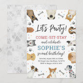 Hond Puppy Huisdier Pawty Verjaardag Party Uitnodi Kaart (Voorkant / Achterkant)