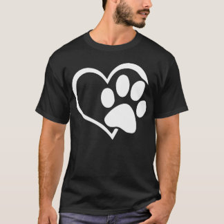 Hond Puppy I Love Dogs Paw Print Hart familie vrie T-shirt