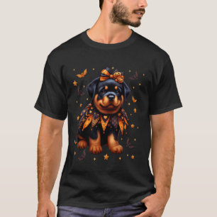 Hond Puppy in Rottweiler Halloween Kostuum Slaat v T-shirt