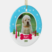 Hond / Puppy Kerstmis - Winter Wonderland Keramisch Ornament (Rechts)