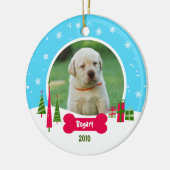 Hond / Puppy Kerstmis - Winter Wonderland Keramisch Ornament (Links)