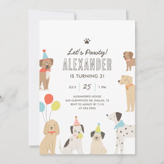 Hond Puppy Laten we Pavty Verjaardag Kaart (Voorkant)