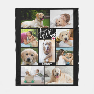 Hond PUPPY LIEFDE Hart Poot Print Fotocollage Fleece Deken