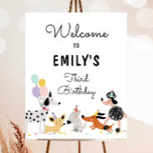 Hond Puppy Pawty Modern Meisje Verjaardag Welkom Poster