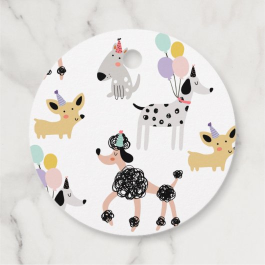 Hond Puppy Pawty Moderne Dieren Meisje Verjaardag Bedankjes Labels (Achterkant)