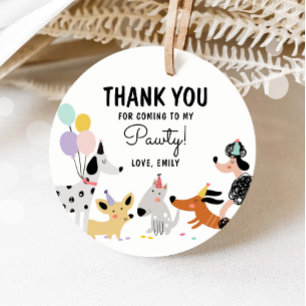 Hond Puppy Pawty Moderne Dieren Meisje Verjaardag Bedankjes Labels