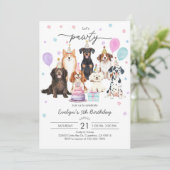 Hond Puppy Pawty Verjaardag Uitnodiging (Staand voorkant)