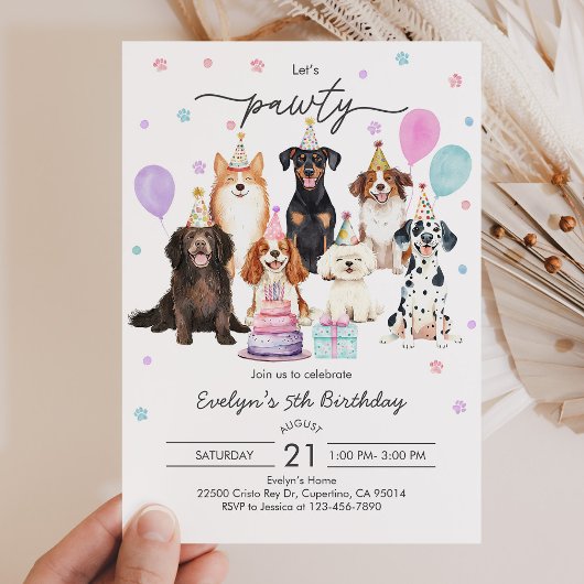 Hond Puppy Pawty Verjaardag Uitnodiging