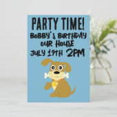 HOND PUPPY SCRIPT KINDEREN VERJAARDAG UITNODIGINGE KAART (Staand voorkant)