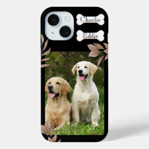 Hond puppy telefoon foto en naam twee honden iPhone 15 case