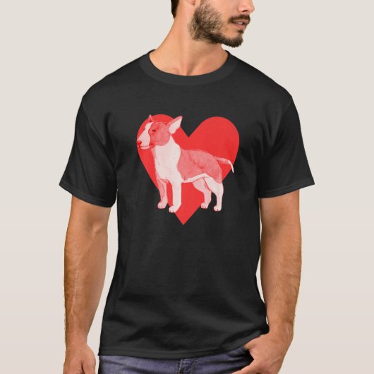 Hond Red Heart Bull Terrier T-shirt (Voorkant)
