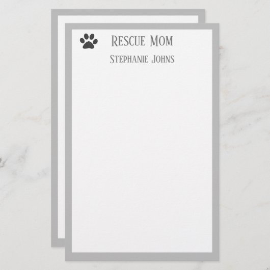 Hond Redding Moeder Papa Ouder Pet Grijs Aangepast Briefpapier (Voorkant / Achterkant)