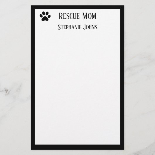 Hond Redding Moeder Papa Ouder Zwart Wit Aangepast Briefpapier (Voorkant)