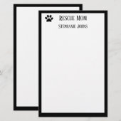 Hond Redding Moeder Papa Ouder Zwart Wit Aangepast Briefpapier (Voorkant / Achterkant)