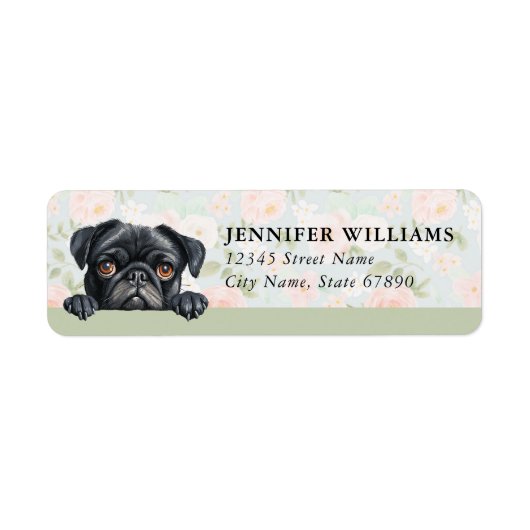 Hond Retouradreslabels Pug Etiket (Voorkant)