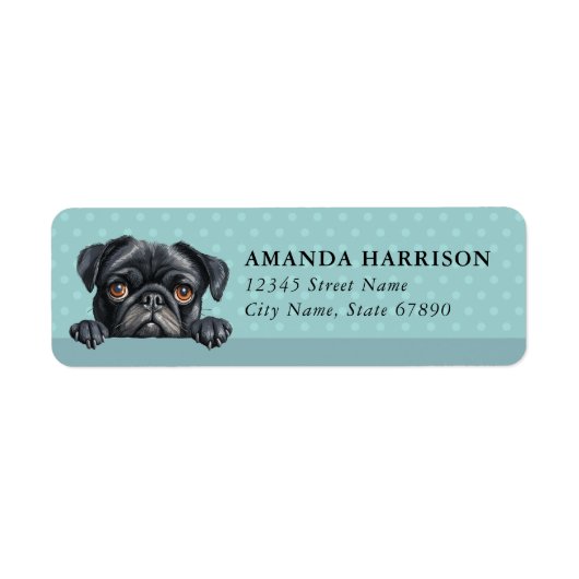Hond Retouradreslabels Pug Etiket (Voorkant)