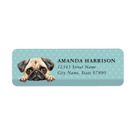 Hond Retouradreslabels Pug Etiket (Voorkant)