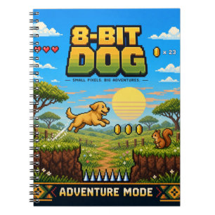 Hond, Retro 8-Bit Pixel Art Notitieboek