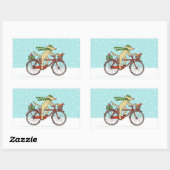 Hond Rijden Fiets met Eekhoorn Kerstvakantie Rechthoekige Sticker (Vel)