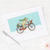 Hond Rijden Fiets met Eekhoorn Kerstvakantie Rechthoekige Sticker (Envelop)
