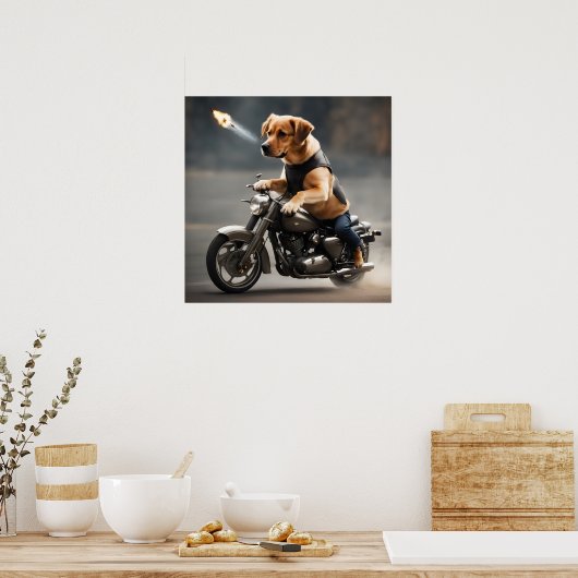 Hond Rijden fiets Poster (Keuken)