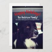 Hond rijden in autofamilie feestdagenkaart (Voorkant / Achterkant)