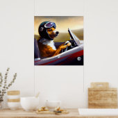 Hond rijden racecar poster (Keuken)