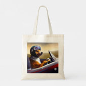Hond rijden racecar tote bag (Achterkant)