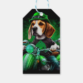 Hond rijdt op fiets St. Patrick's Day Cadeaulabel (Achterkant)