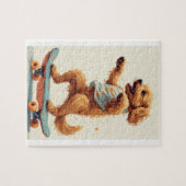 Hond rijdt op skateboard puzzel (Horizontaal)