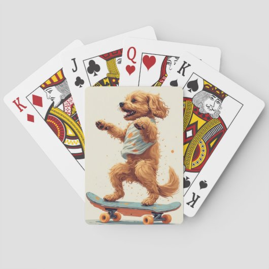 Hond rijdt op skateboard puzzel pokerkaarten (Achterkant)