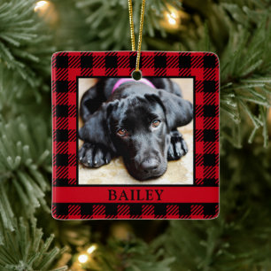 Hond Rode Buffalo Check Foto Keramisch Ornament