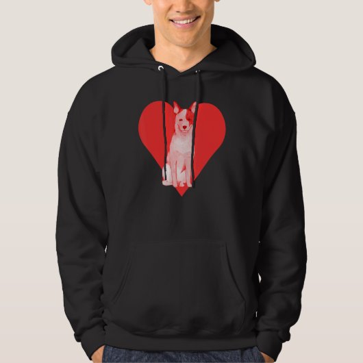 Hond Rode Hart Australisch Rundvee Hoodie (Voorkant)