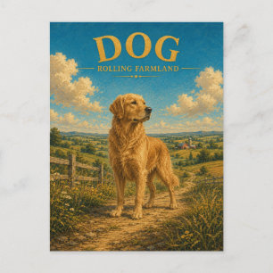 Hond Rollend Boerenland Aquarel GeoSaga Briefkaart