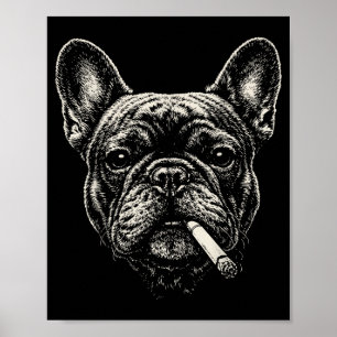 Hond rookt sigaret grappige franse bulldog meme  poster