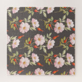 Hond Roos Waterverf: donker bloemmotief Legpuzzel (Horizontaal)