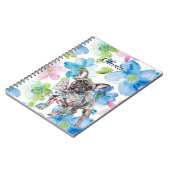 Hond Roze Blauw Bloemen Boog Gepersonaliseerd Notitieboek (Linkerzijde)