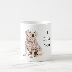 Hond Roze Bloemen Trui Ik Hou Van Jou (hondje verl Koffiemok
