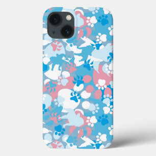 Hond Roze en Blauwe Camouflagepatroon Case-Mate iPhone Case