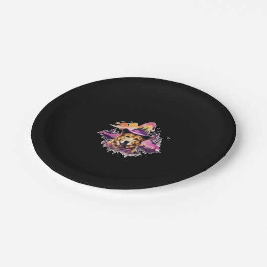 Hond Roze Halloween 2 Papieren Bordje (Gekanteld)